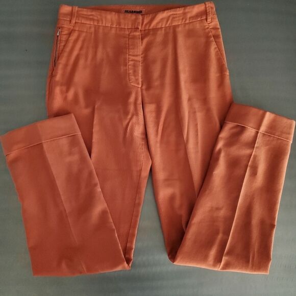 Jil Sander Cuffed Straight Leg Trouser Pants Orange EU 34 US 4 - Picture 1 of 13